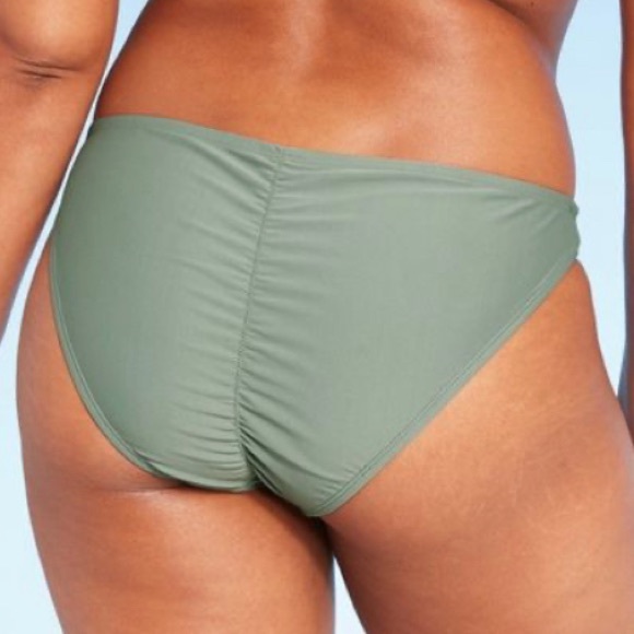 🌞Ruched Back Cheeky Bikini Bottom Green - Picture 3 of 8